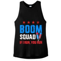 Independence Day 4th Of July Boom Squad If I Run You Run Ladies PosiCharge Tri-Blend Wicking Tank