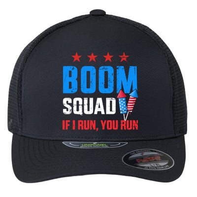 Independence Day 4th Of July Boom Squad If I Run You Run Flexfit Unipanel Trucker Cap