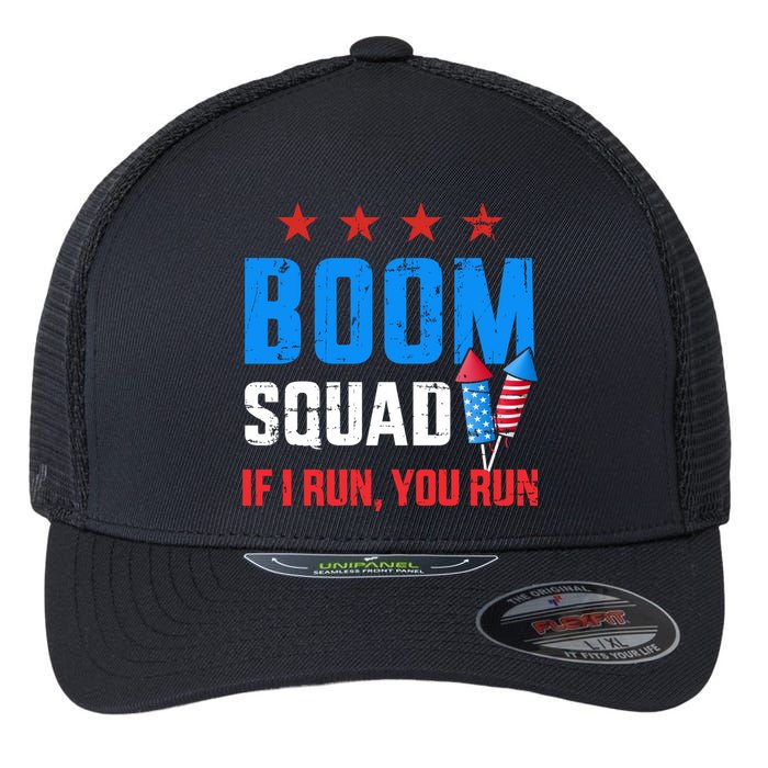 Independence Day 4th Of July Boom Squad If I Run You Run Flexfit Unipanel Trucker Cap