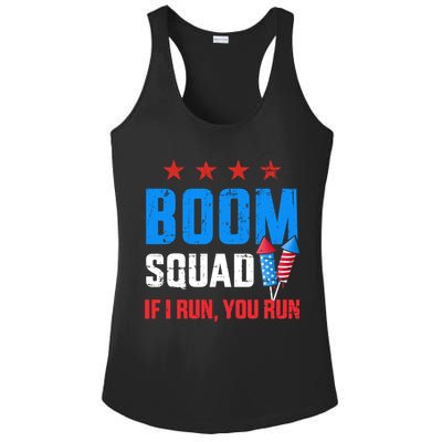 Independence Day 4th Of July Boom Squad If I Run You Run Ladies PosiCharge Competitor Racerback Tank