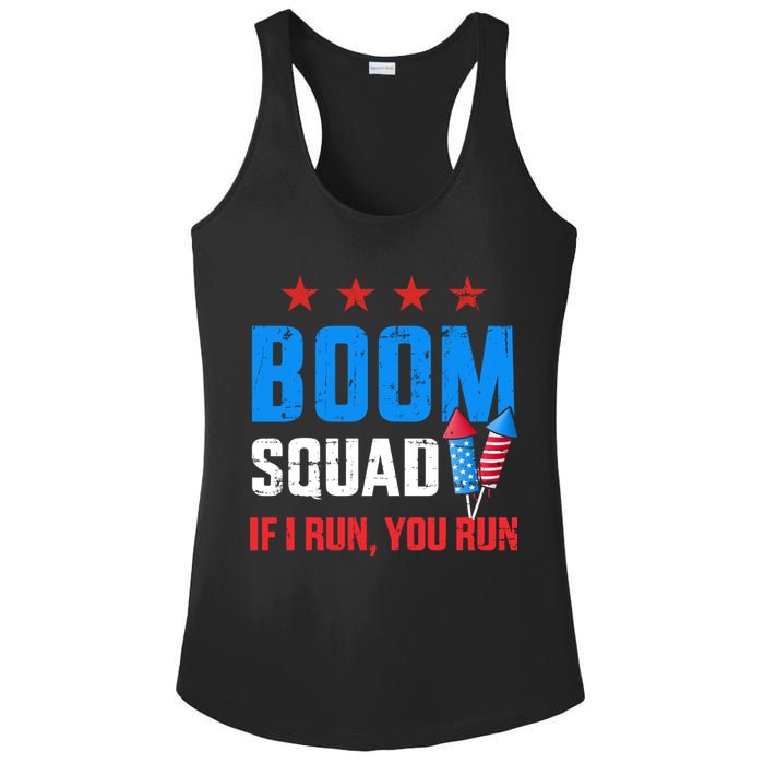 Independence Day 4th Of July Boom Squad If I Run You Run Ladies PosiCharge Competitor Racerback Tank
