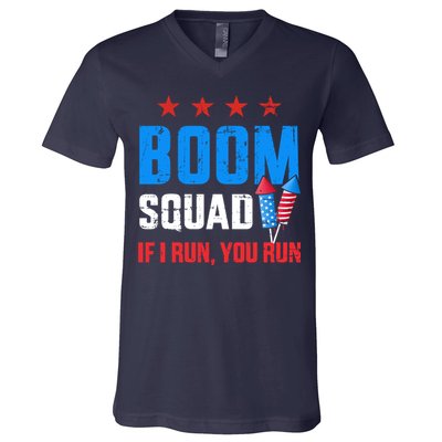 Independence Day 4th Of July Boom Squad If I Run You Run V-Neck T-Shirt