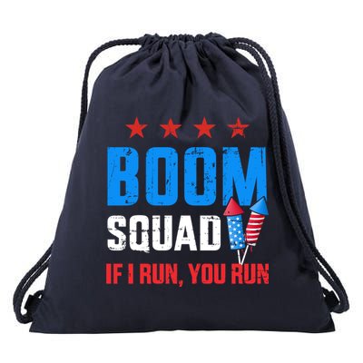 Independence Day 4th Of July Boom Squad If I Run You Run Drawstring Bag