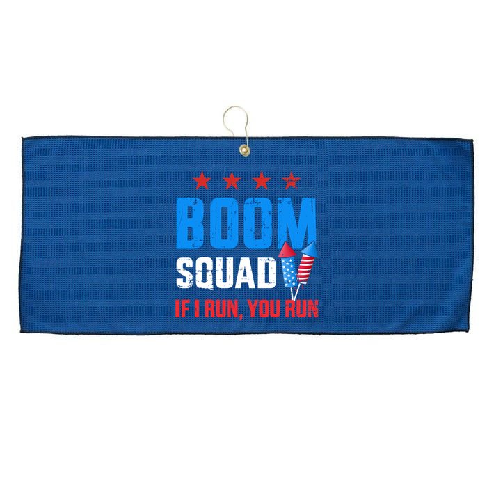 Independence Day 4th Of July Boom Squad If I Run You Run Large Microfiber Waffle Golf Towel