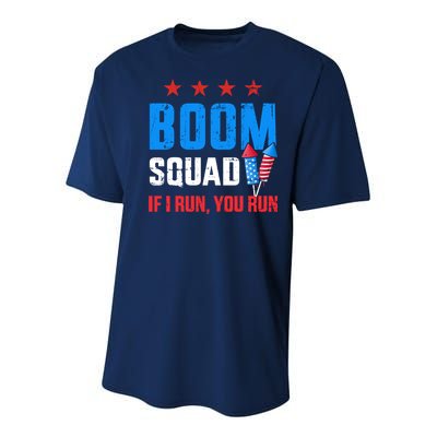 Independence Day 4th Of July Boom Squad If I Run You Run Youth Performance Sprint T-Shirt