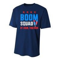 Independence Day 4th Of July Boom Squad If I Run You Run Youth Performance Sprint T-Shirt