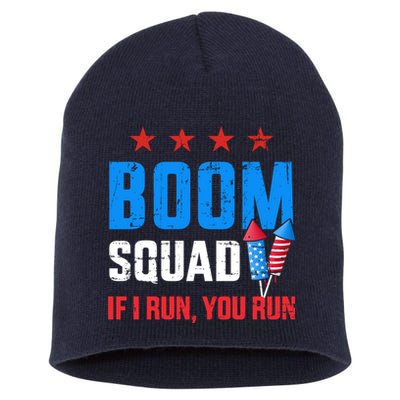 Independence Day 4th Of July Boom Squad If I Run You Run Short Acrylic Beanie