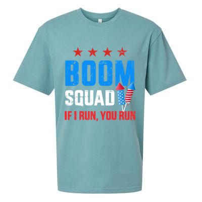 Independence Day 4th Of July Boom Squad If I Run You Run Sueded Cloud Jersey T-Shirt