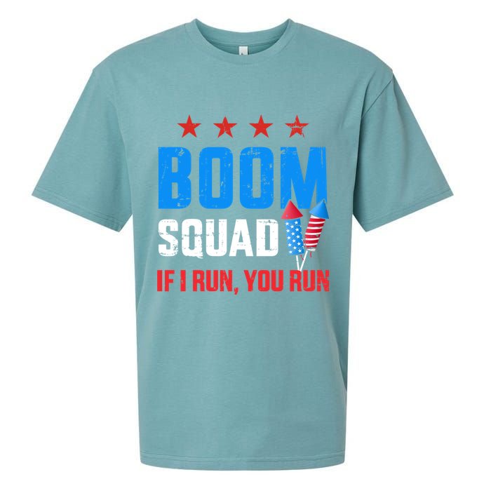 Independence Day 4th Of July Boom Squad If I Run You Run Sueded Cloud Jersey T-Shirt