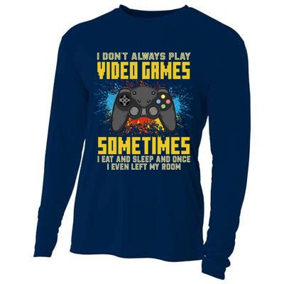 I Don't Always Play Video Games Funny Gamer Cooling Performance Long Sleeve Crew