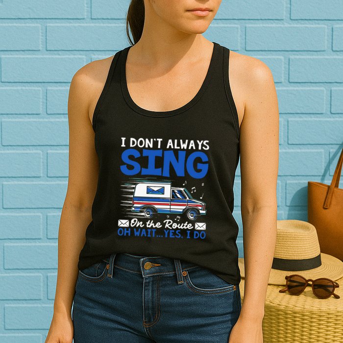 I DonT Always Sing On The Route Funny Rural Mail Carrier Womens Tank Top