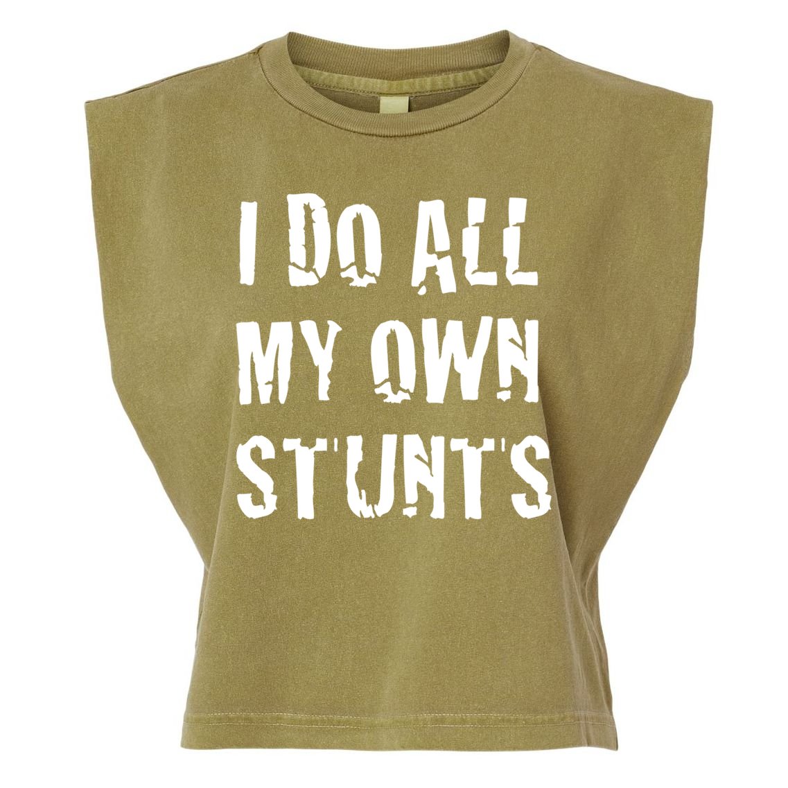 I Do All My Own Stunts Get Well Gifts Funny Injury Leg Gift Garment-Dyed Women's Muscle Tee