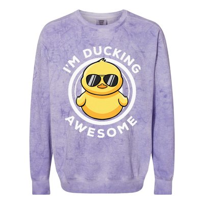 IM Ducking Awesome I Love Duck Lovers Funny Rubber Duck Colorblast Crewneck Sweatshirt