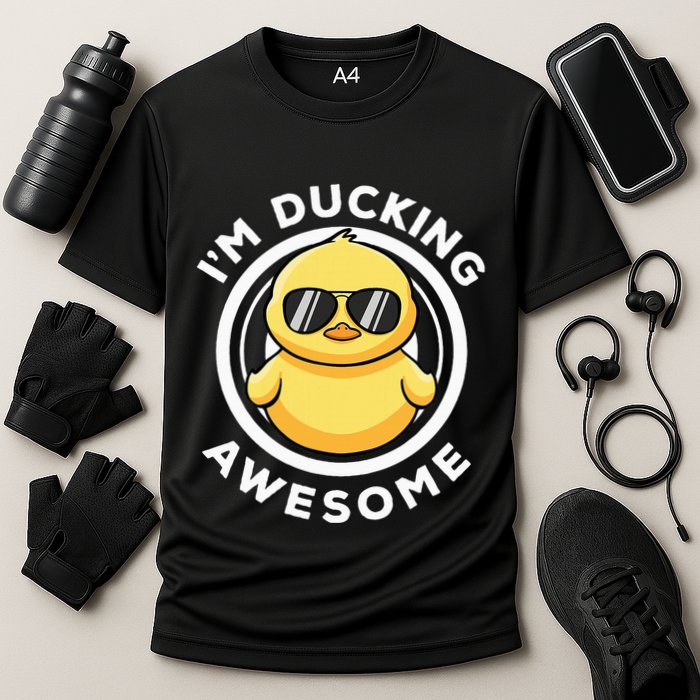 IM Ducking Awesome I Love Duck Lovers Funny Rubber Duck Cooling Performance Crew T-Shirt