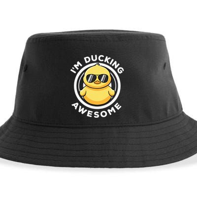 IM Ducking Awesome I Love Duck Lovers Funny Rubber Duck Sustainable Bucket Hat