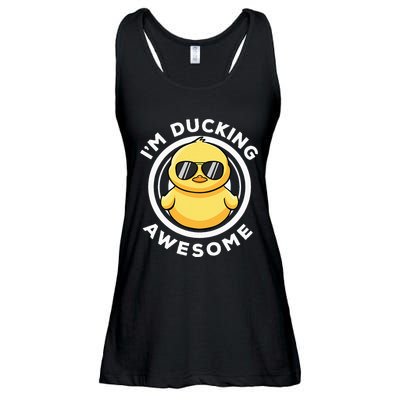 IM Ducking Awesome I Love Duck Lovers Funny Rubber Duck Ladies Essential Flowy Tank