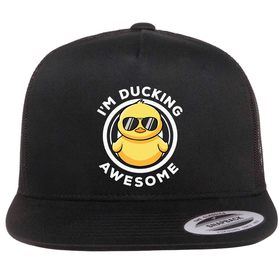 IM Ducking Awesome I Love Duck Lovers Funny Rubber Duck Flat Bill Trucker Hat