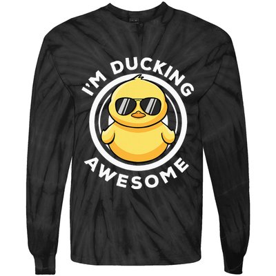 IM Ducking Awesome I Love Duck Lovers Funny Rubber Duck Tie-Dye Long Sleeve Shirt