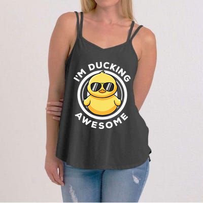 IM Ducking Awesome I Love Duck Lovers Funny Rubber Duck Women's Strappy Tank