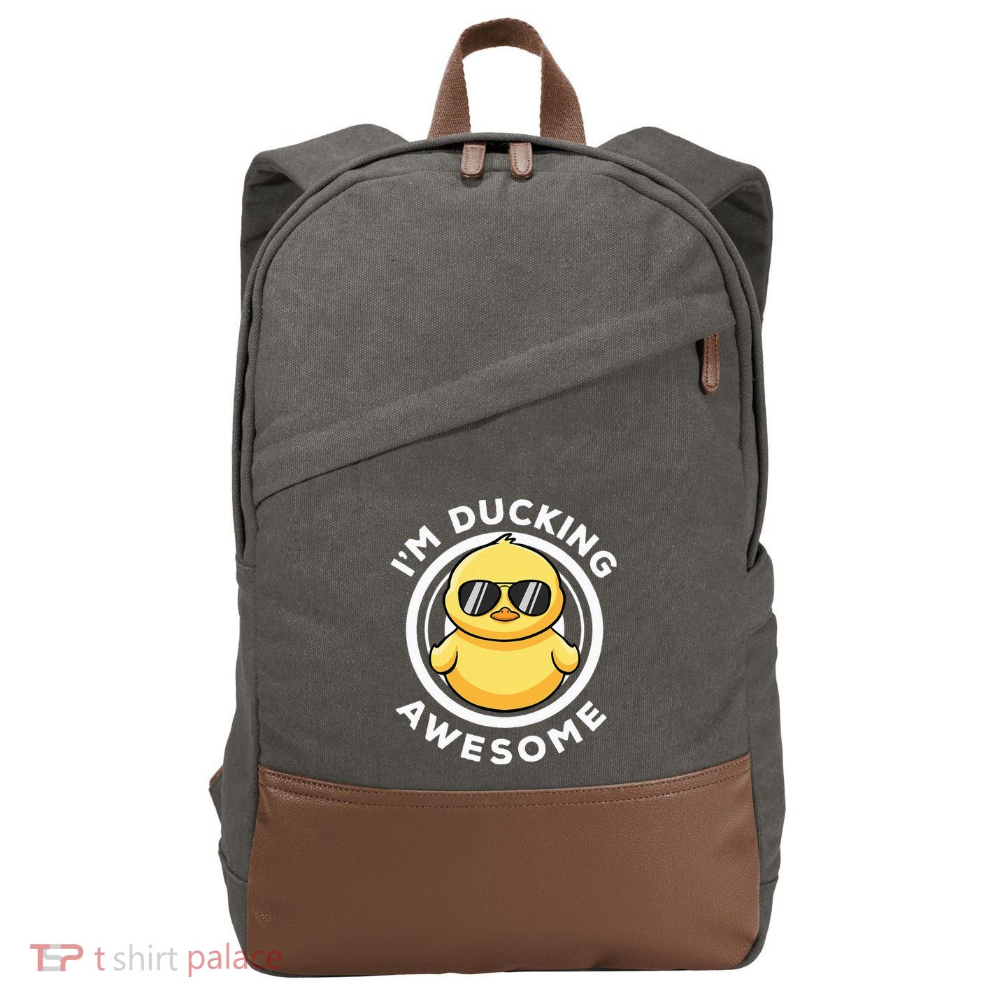 IM Ducking Awesome I Love Duck Lovers Funny Rubber Duck Cotton Canvas Backpack