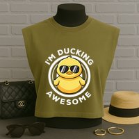 IM Ducking Awesome I Love Duck Lovers Funny Rubber Duck Garment-Dyed Women's Muscle Tee