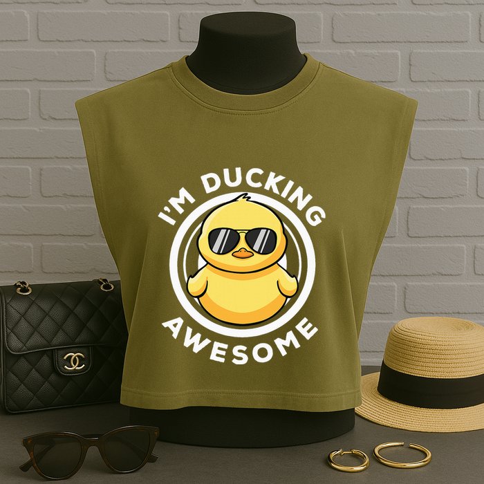 IM Ducking Awesome I Love Duck Lovers Funny Rubber Duck Garment-Dyed Women's Muscle Tee