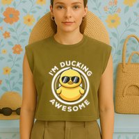IM Ducking Awesome I Love Duck Lovers Funny Rubber Duck Garment-Dyed Women's Muscle Tee