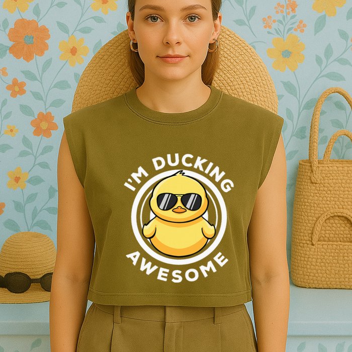 IM Ducking Awesome I Love Duck Lovers Funny Rubber Duck Garment-Dyed Women's Muscle Tee