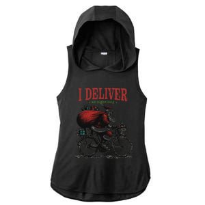 I Deliver All Night Long Funny Santa Xmas Reindeer Christmas Ladies PosiCharge Tri-Blend Wicking Draft Hoodie Tank