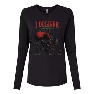 I Deliver All Night Long Funny Santa Xmas Reindeer Christmas Womens Cotton Relaxed Long Sleeve T-Shirt