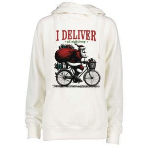 I Deliver All Night Long Funny Santa Xmas Reindeer Christmas Womens Funnel Neck Pullover Hood