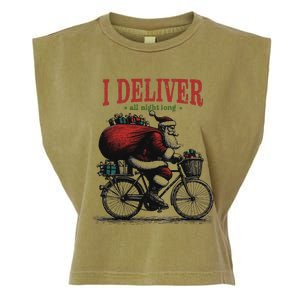 I Deliver All Night Long Funny Santa Xmas Reindeer Christmas Garment-Dyed Women's Muscle Tee