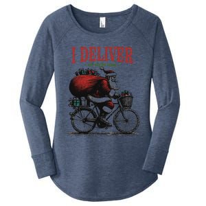 I Deliver All Night Long Funny Santa Xmas Reindeer Christmas Women's Perfect Tri Tunic Long Sleeve Shirt