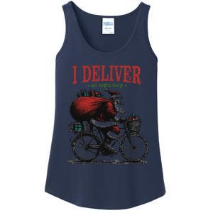 I Deliver All Night Long Funny Santa Xmas Reindeer Christmas Ladies Essential Tank