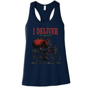 I Deliver All Night Long Funny Santa Xmas Reindeer Christmas Women's Racerback Tank