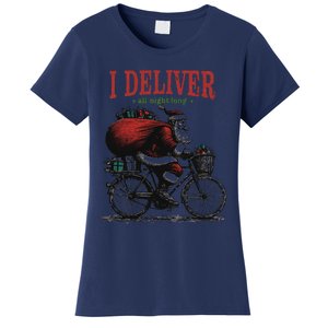 I Deliver All Night Long Funny Santa Xmas Reindeer Christmas Women's T-Shirt