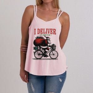 I Deliver All Night Long Funny Santa Xmas Reindeer Christmas Women's Strappy Tank