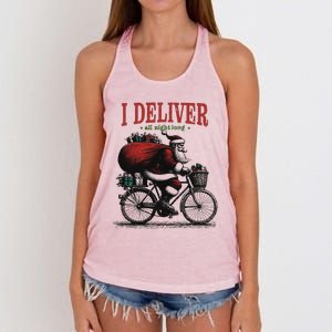 I Deliver All Night Long Funny Santa Xmas Reindeer Christmas Women's Knotted Racerback Tank