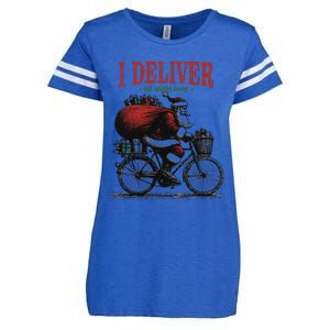 I Deliver All Night Long Funny Santa Xmas Reindeer Christmas Enza Ladies Jersey Football T-Shirt