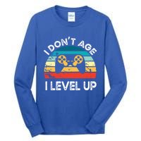 I DonT Age I Level Up Video Game Funny Video Gamer Vintage Cute Gift Tall Long Sleeve T-Shirt