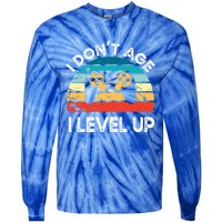 I DonT Age I Level Up Video Game Funny Video Gamer Vintage Cute Gift Tie-Dye Long Sleeve Shirt