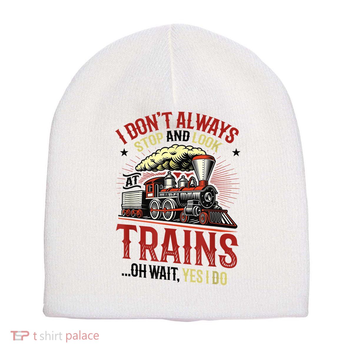 I Don't Always Stop And Look At Trains Gift Short Acrylic Beanie