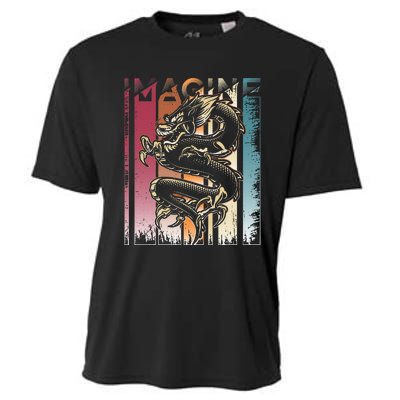 I.M.A.G.I.N.E D.R.A.Go.N A Vintage Retro Cool Art Cooling Performance Crew T-Shirt