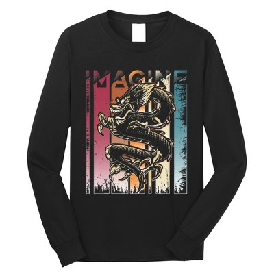 I.M.A.G.I.N.E D.R.A.Go.N A Vintage Retro Cool Art Long Sleeve Shirt