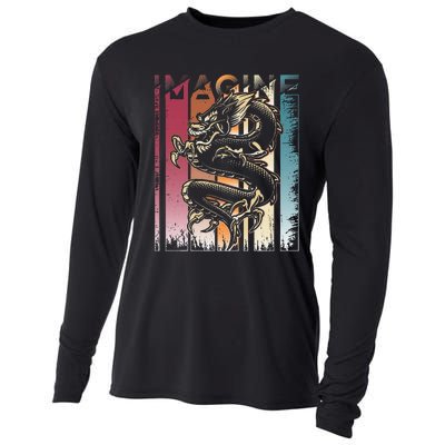 I.M.A.G.I.N.E D.R.A.Go.N A Vintage Retro Cool Art Cooling Performance Long Sleeve Crew