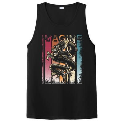 I.M.A.G.I.N.E D.R.A.Go.N A Vintage Retro Cool Art PosiCharge Competitor Tank