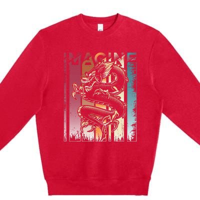 I.M.A.G.I.N.E D.R.A.Go.N A Vintage Retro Cool Art Premium Crewneck Sweatshirt