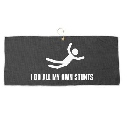 I Do All My Own Stunts Dark Large Microfiber Waffle Golf Towel