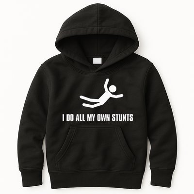 I Do All My Own Stunts Dark Kids Hoodie