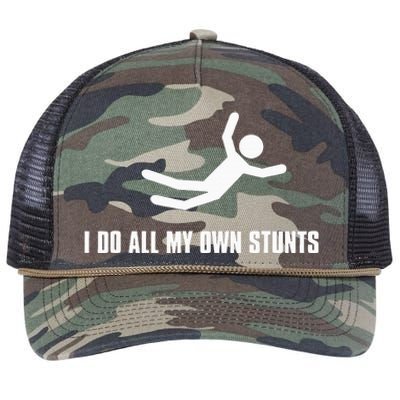 I Do All My Own Stunts Dark Retro Rope Trucker Hat Cap